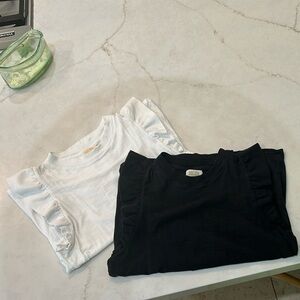 Nation LTD (Anthropologie) White and Black Ruffle Sleeve Tank Tops - Size Medium